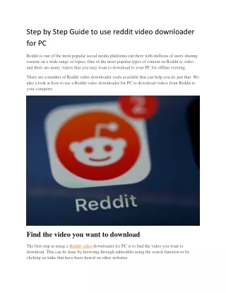 Step by Step Guide to use reddit video downloader for PC