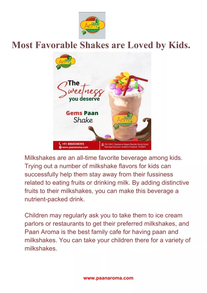 most favorable shakes are loved by kids