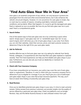 Find Auto Glass Near Me in Your Area