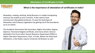 attestation of certificates in india