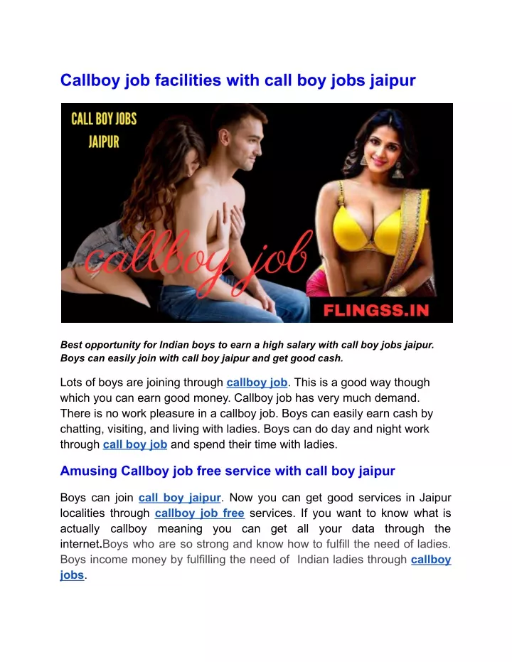 callboy job facilities with call boy jobs jaipur