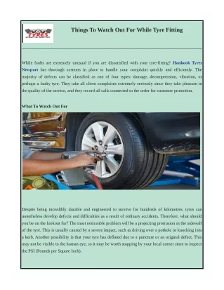 Things To Watch Out For While Tyre Fitting
