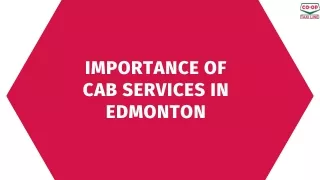 Importance of Cab Services in Edmonton