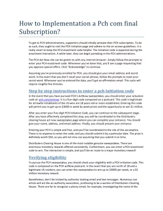 How to Implementation a Pch com final Subscription