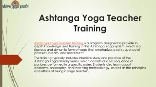 Ashtanga Yoga Teacher Training