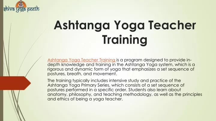 ashtanga yoga teacher training