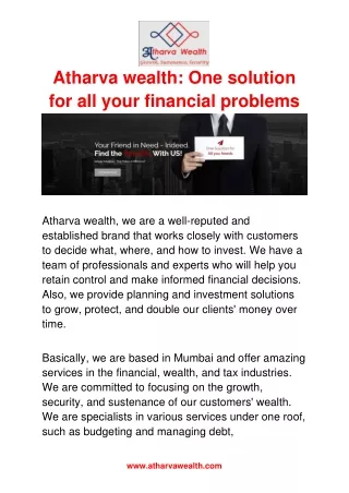 Atharva wealth: One solution for all your financial problems