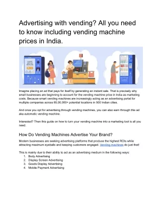 Advertising with vending? All you need to know including vending machine prices