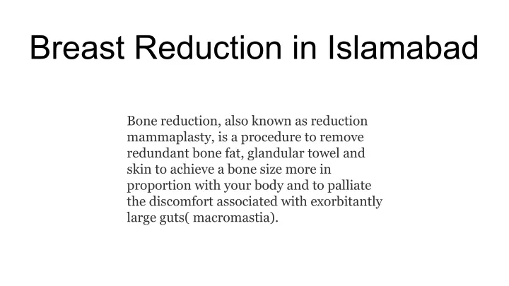 breast reduction in islamabad