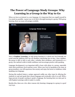 the power of language study groups why learning