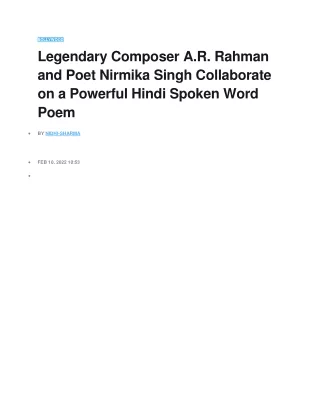 bollywood legendary composer a r rahman and poet