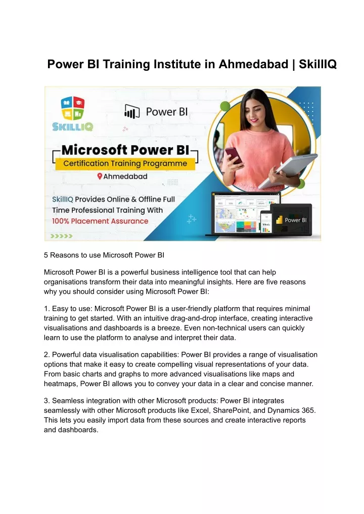 power bi training institute in ahmedabad skilliq