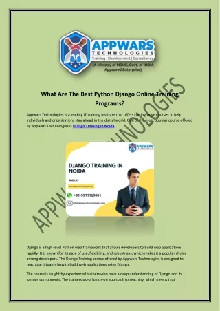 What Are The Best Python Django Online Training Programs -PDF