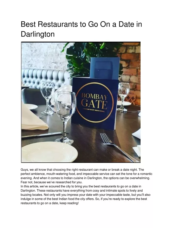 best restaurants to go on a date in darlington