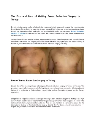 the pros and cons of getting breast reduction