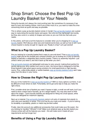 Best Pop Up Laundry Baskets for your needs