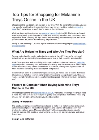 Tips for Shopping for Melamine Trays Online UK