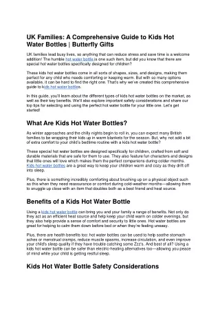 A Comprehensive Guide to Kids Hot water bottle