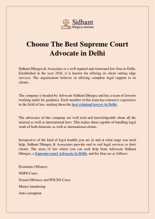 Choose The Best Supreme Court Advocate in Delhi
