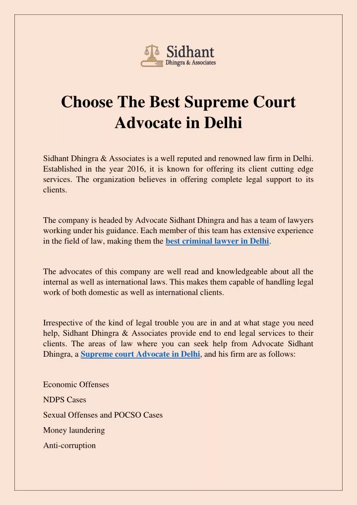 choose the best supreme court advocate in delhi