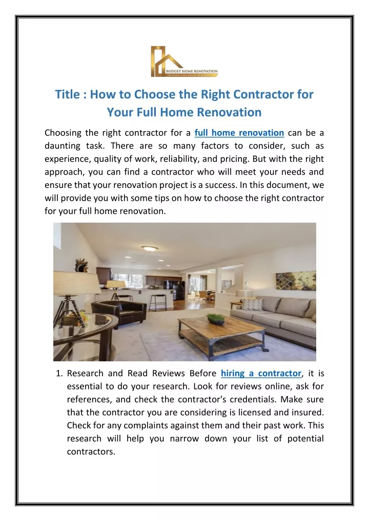 title how to choose the right contractor for your