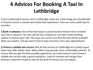 4 Advices For Booking A Taxi In Lethbridge