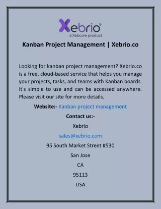 Kanban Project Management  Xebrio.co