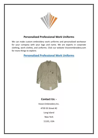 Personalized Professional Work Uniforms  Visionembroidery.com