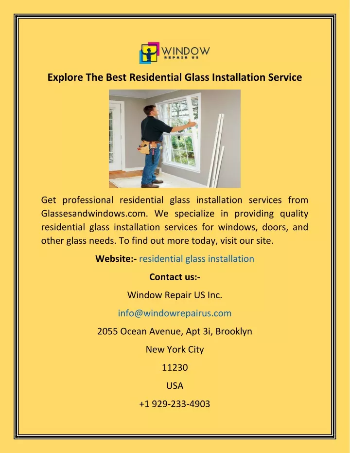 explore the best residential glass installation