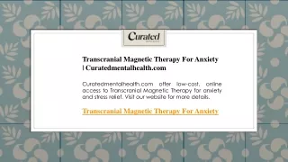 Transcranial Magnetic Therapy For Anxiety  Curatedmentalhealth.com