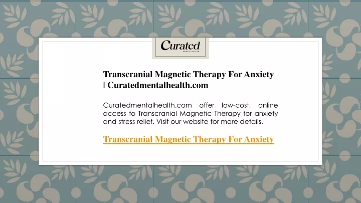 transcranial magnetic therapy for anxiety