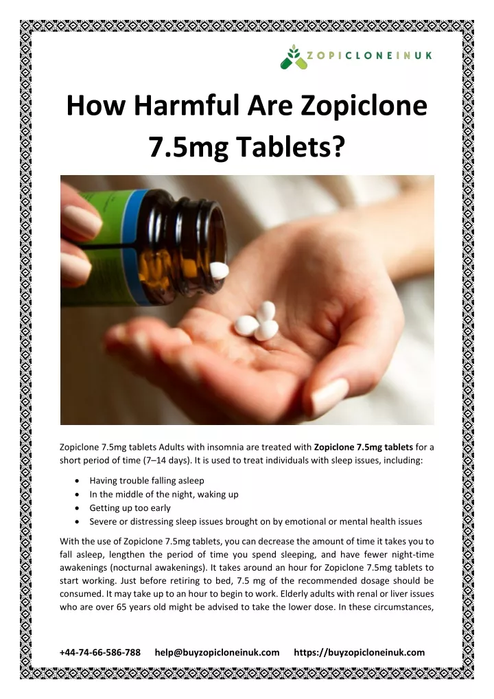 how harmful are zopiclone 7 5mg tablets