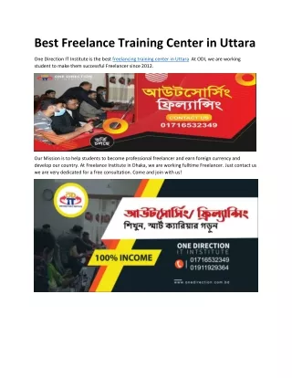 Best Freelance Training Center in Uttara