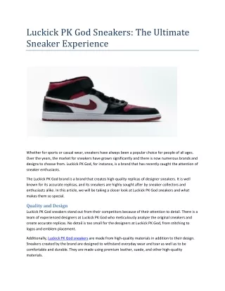 Luckick PK God Sneakers The Ultimate Sneaker Experience