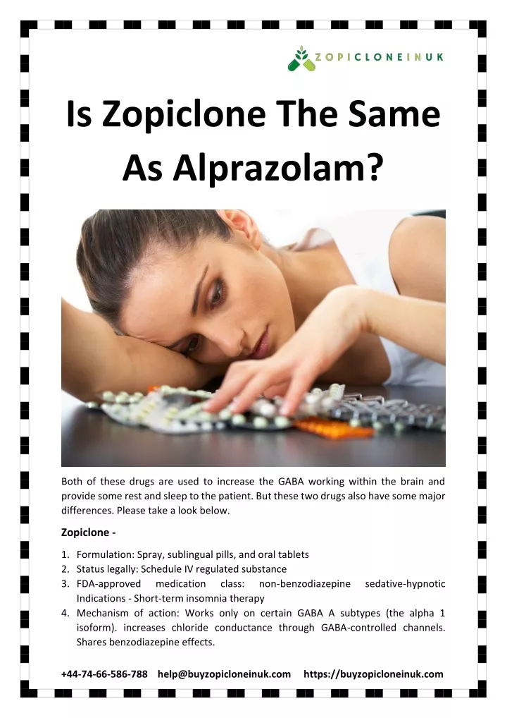 is zopiclone the same as alprazolam