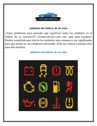 s mbolos del tablero de un auto