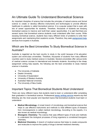 an ultimate guide to understand biomedical science