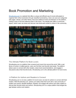 Book Promotion and Marketing