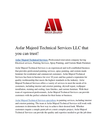 Asfar Majeed Technical Services LLC that you can trust