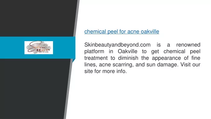 chemical peel for acne oakville