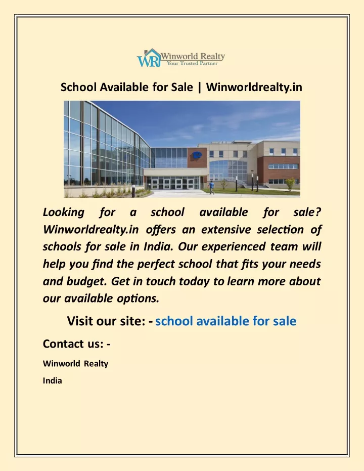 school available for sale winworldrealty in