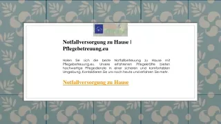 Notfallversorgung zu Hause  Pflegebetreuung.eu