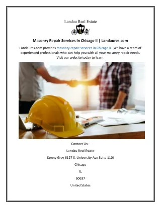 Masonry Repair Services In Chicago  Landaures.com
