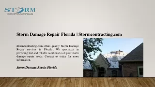 Storm Damage Repair Florida | Stormcontracting.com