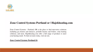 Zone Control Systems Portland or | Hajekheating.com