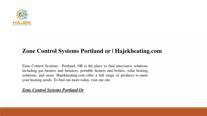 zone control systems portland or hajekheating com
