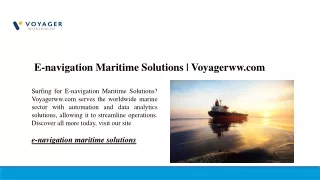 E-navigation Maritime Solutions | Voyagerww.com