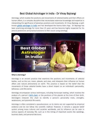 Best Global Astrologer in India