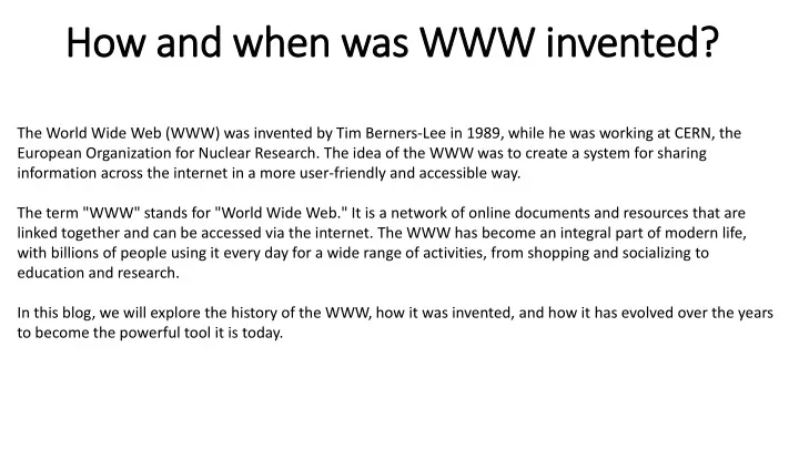 how and when was www invented