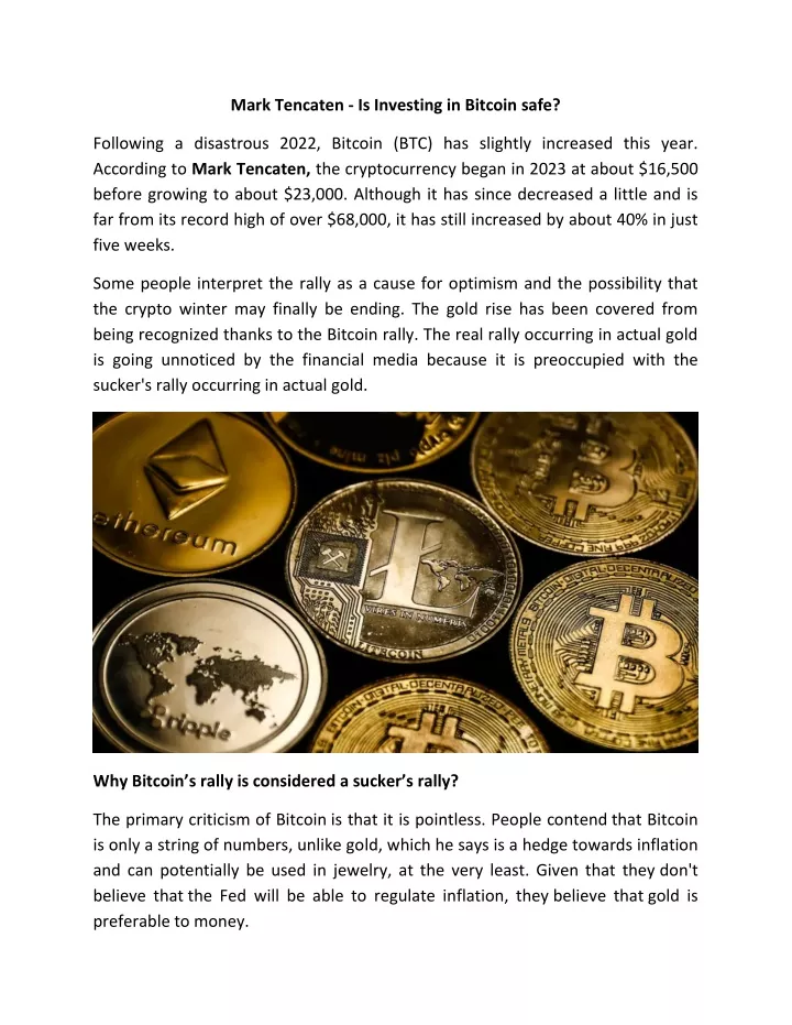 mark tencaten is investing in bitcoin safe